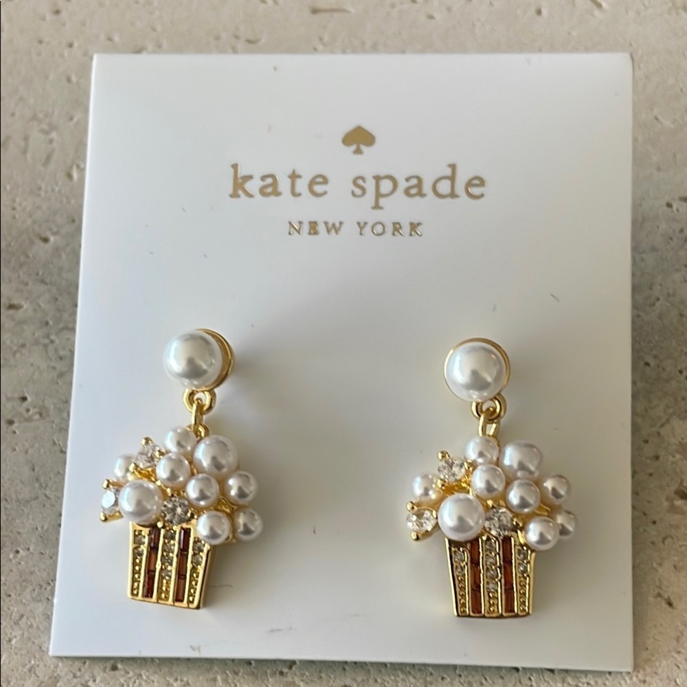 Kate Spade Gold and White ๐ฟ popcorn Earrings - Picture 3 of 4